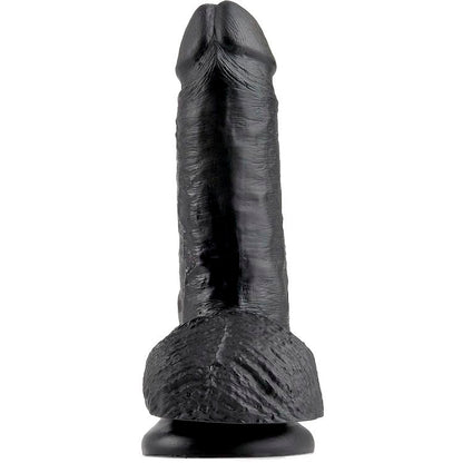 KING COCK - 7 BLACK DILDOS WITH BALLS 17.8 CM