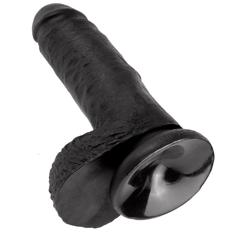 KING COCK - 7 BLACK DILDOS WITH BALLS 17.8 CM