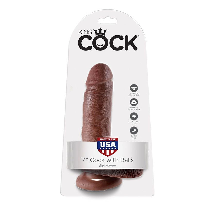 KING COCK - 7 BROWN DILDOS WITH BALLS 17.8 CM