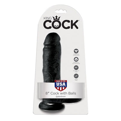 KING COCK - 8 BLACK DILDOS WITH BALLS 20.3 CM