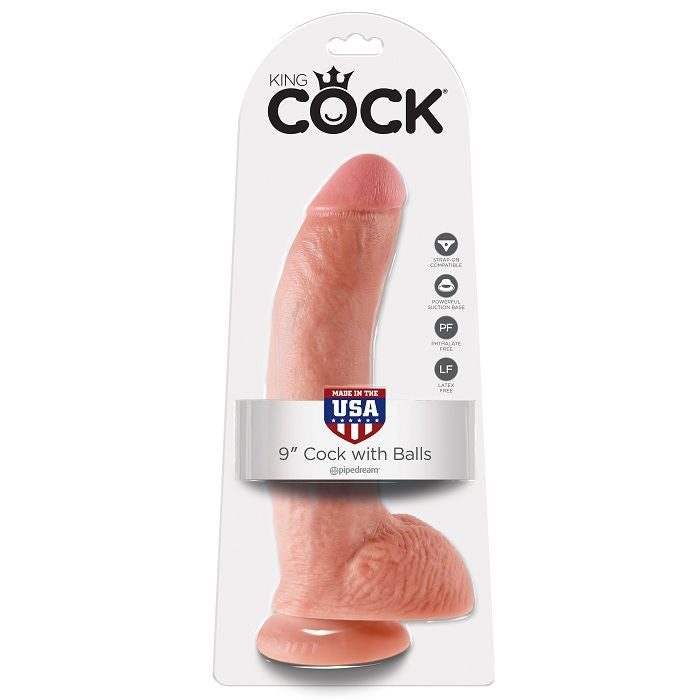 KING COCK - 9 DILDO FLESH CON SFERE 22.9 CM - KING COCK | Lingerie Harness Boutique