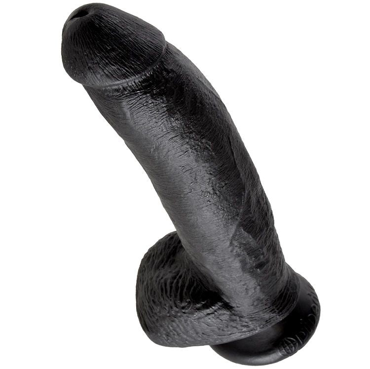 KING COCK - 9 BLACK DILDOS WITH BALLS 22.9 CM