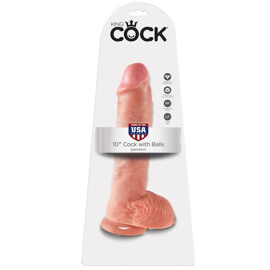 KING COCK - 10 FLESH DILDOS WITH BALLS 26.5 CM