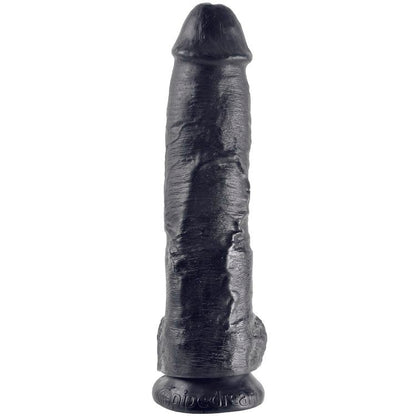 KING COCK - 10 BLACK DILDOS WITH BALLS 25.4 CM