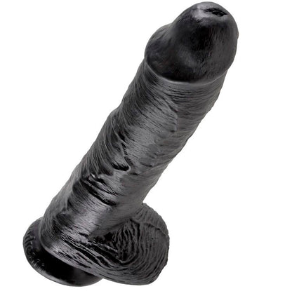 KING COCK - 10 BLACK DILDOS WITH BALLS 25.4 CM