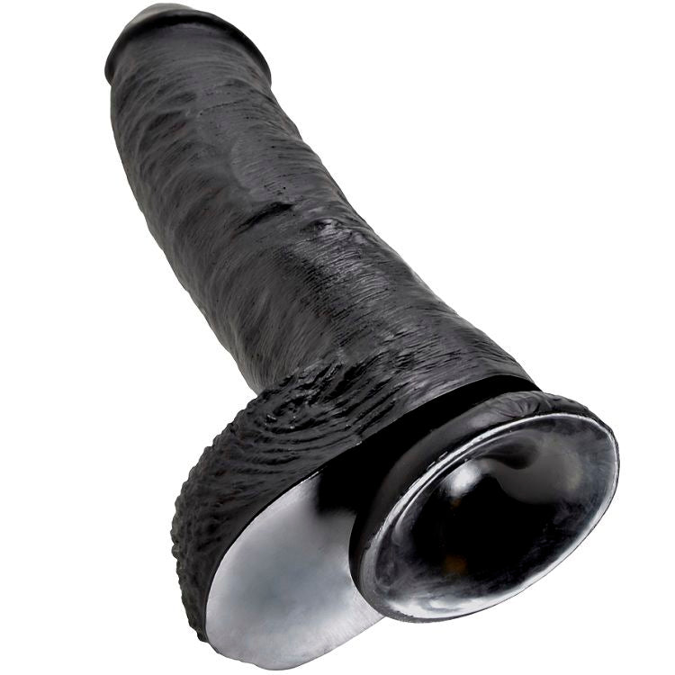 KING COCK - 10 BLACK DILDOS WITH BALLS 25.4 CM