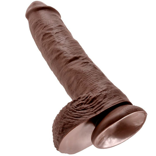 KING COCK - 10 DILDO MARRONE CON SFERE 25.4 CM - KING COCK | Lingerie Harness Boutique