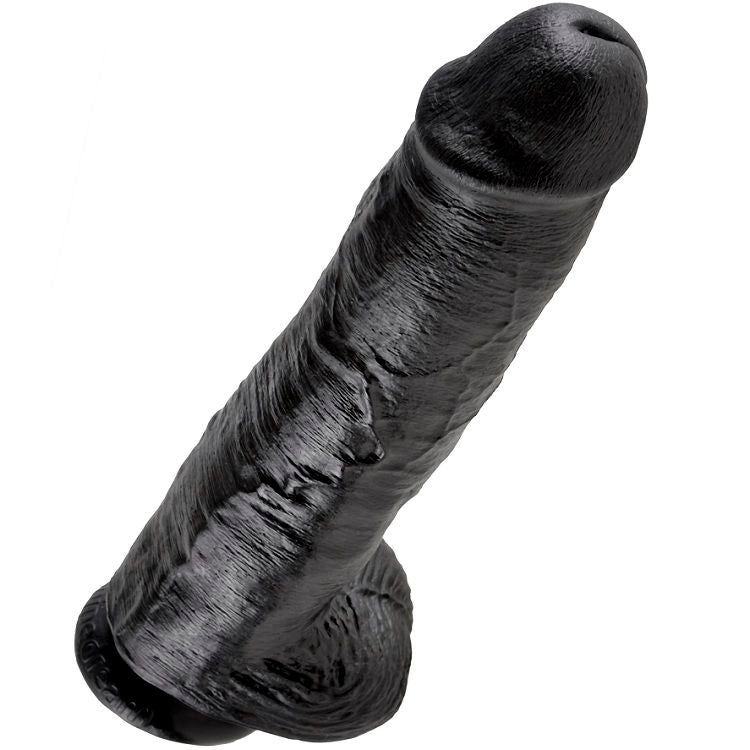 KING COCK - 11 BLACK DILDOS WITH BALLS 28 CM