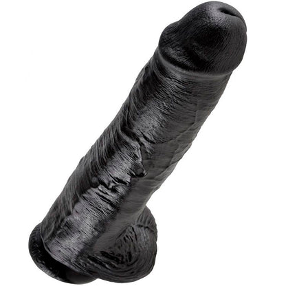 KING COCK - 11 BLACK DILDOS WITH BALLS 28 CM