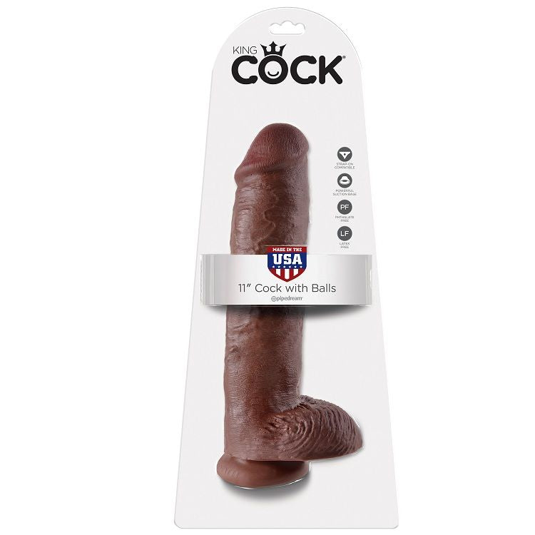 KING COCK - 11 BROWN DILDOS WITH BALLS 28 CM