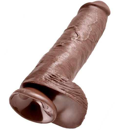 KING COCK - 11 BROWN DILDOS WITH BALLS 28 CM