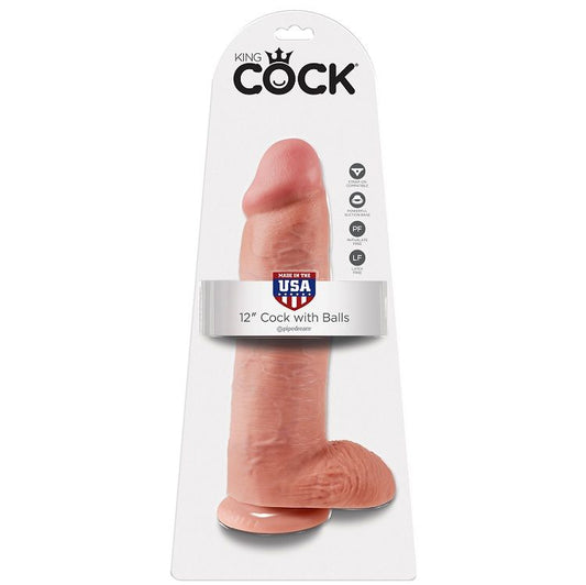 KING COCK - 12 FLESH DILDOS WITH BALLS 30.48 CM