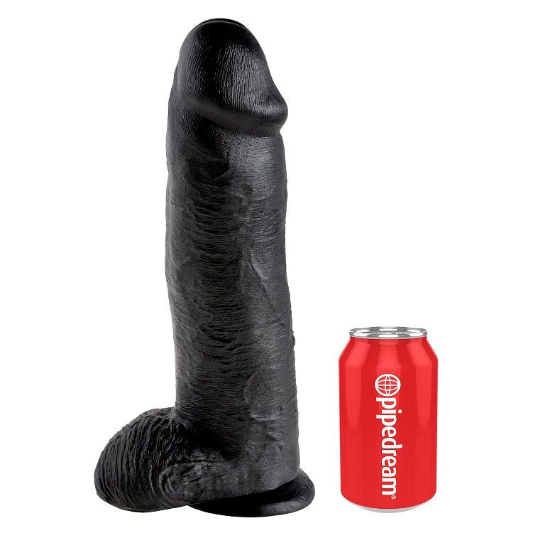 KING COCK - 12 BLACK DILDOS WITH BALLS 30.48 CM