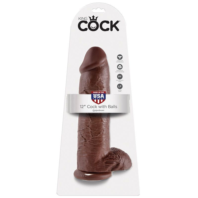 KING COCK - 12 BROWN DILDOS WITH BALLS 30.48 CM