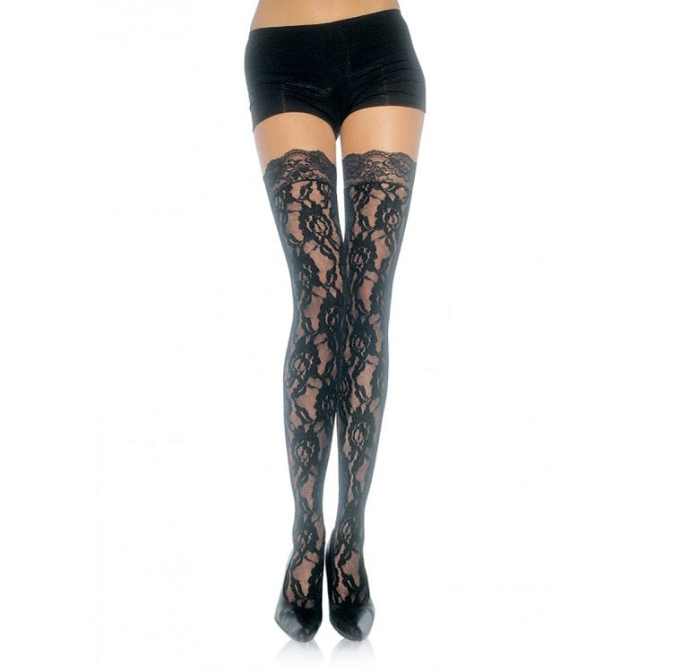 LEG AVENUE - CALZE IN PIZZO FLOREALE - LEG AVENUE HOSIERY | Lingerie Harness Boutique