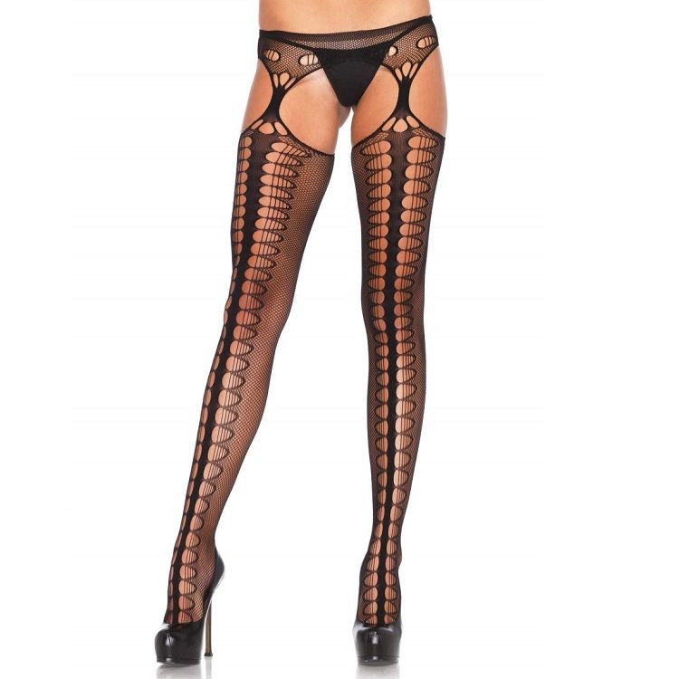 LEG AVENUE - COLLANT CON GIARRETTIERA ESCLUSIVO NERO - LEG AVENUE HOSIERY | Lingerie Harness Boutique