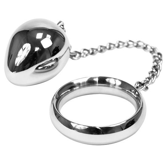 METAL HARD - ANELLO COCK 45MM + CATENA CON SFERA IN METALLO - METAL HARD | Lingerie Harness Boutique