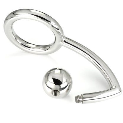 METAL HARD - COCK RING WITH ANAL INTRUDER HOOK 45MM