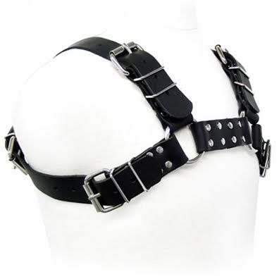 LEATHER BODY - BLACK LEATHER BULL DOG ​​HARNESS