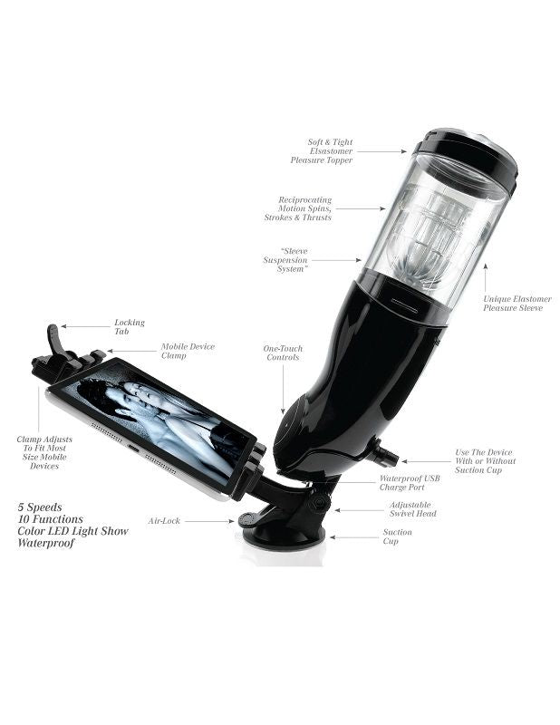 EXTREME TOYZ - MASTURBATORE MASCHILE USB PDX MEGA BATOR ANO NERO - EXTREME TOYZ | Lingerie Harness Boutique
