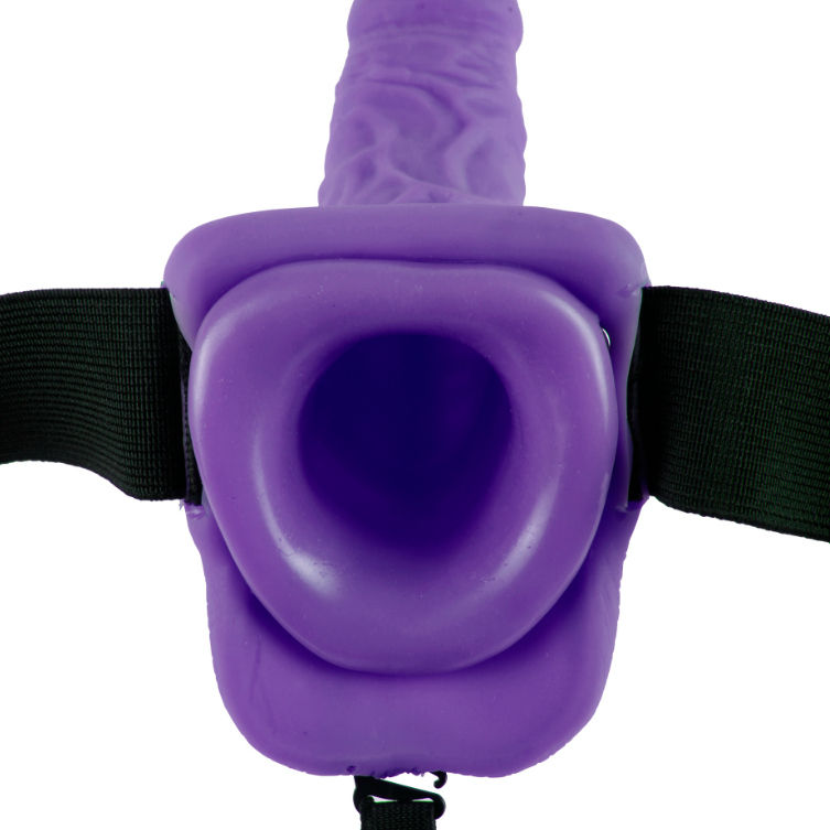 FETISH FANTASY SERIES - SERIES 7 HOLLOW VIBRATING STRAP-ON WITH BALLS 17.8CM PURPLE