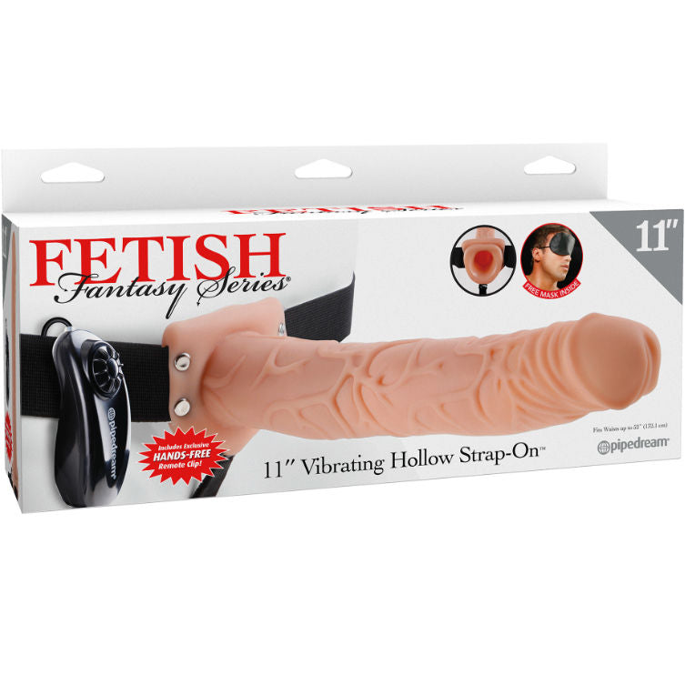 FETISH FANTASY SERIES - SERIES 11 HOLLOW VIBRATING STRAP-ON WITH BALLS 27.9CM FLESH