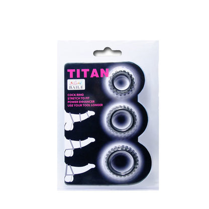 BAILE - TITAN SET 3 PZ ANELLI PER IL CAZZO NERO 2.8 + 2.4 + 1.9 CM - BAILE FOR HIM | Lingerie Harness Boutique