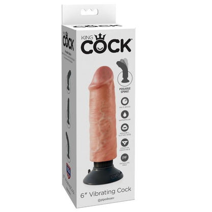 KING COCK - DILDO VIBRATORE 15.24 CM NATURALE - KING COCK | Lingerie Harness Boutique