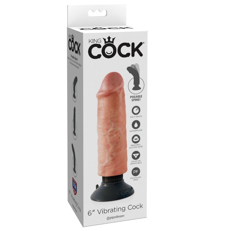 KING COCK - DILDO VIBRATORE 15.24 CM NATURALE - KING COCK | Lingerie Harness Boutique