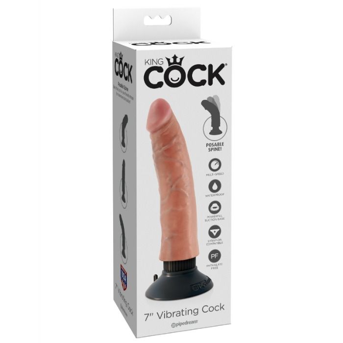 KING COCK - DILDO VIBRATORE 17.78 CM NATURALE - KING COCK | Lingerie Harness Boutique