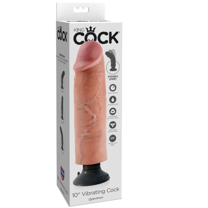 KING COCK - DILDO VIBRANTE 25.5 CM NATURALE - KING COCK | Lingerie Harness Boutique
