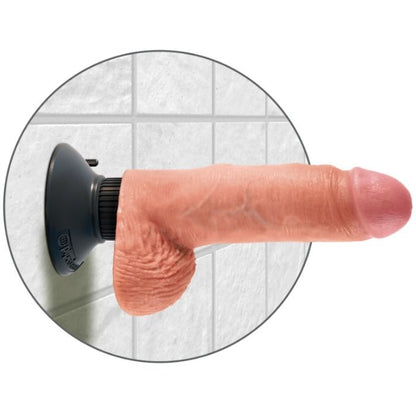 KING COCK - VIBRATING DILDO WITH TESTICLES 17.78 CM NATURAL