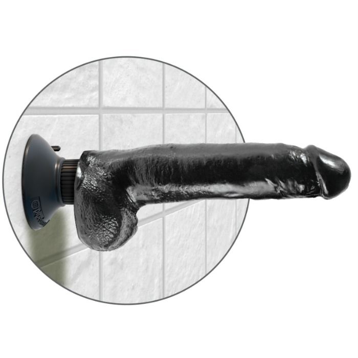 KING COCK - DILDO VIBRANTE CON TESTICOLI 23 CM NERO - KING COCK | Lingerie Harness Boutique