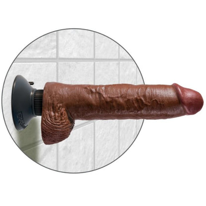 KING COCK - DILDO VIBRATORE CON TESTICOLI 25.5 CM COLORE MARRONE - KING COCK | Lingerie Harness Boutique