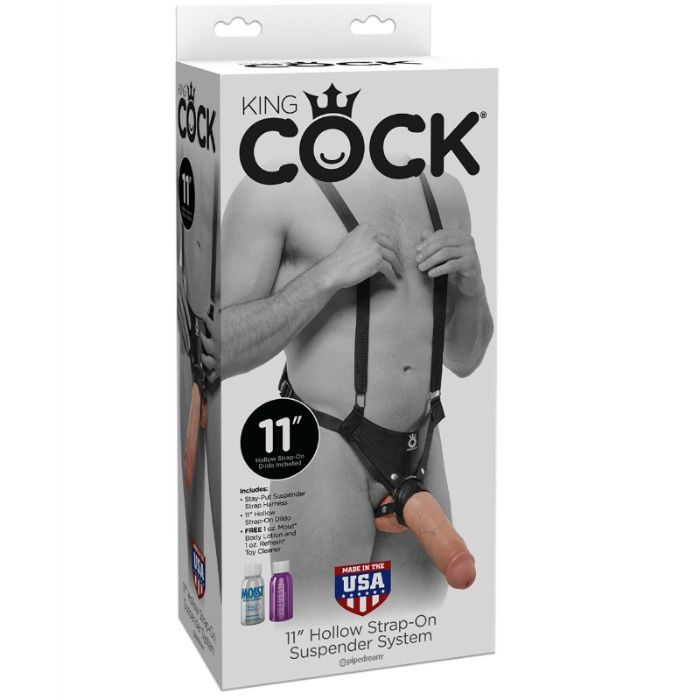 KING COCK - HOLLOW STRAP-ON FLESH STRIPPING SYSTEM 28 CM