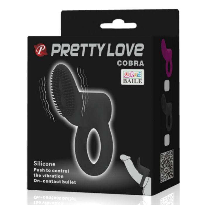 PRETTY LOVE - COBRA ANELLO VIBRATORE NERO - PRETTY LOVE MALE | Lingerie Harness Boutique