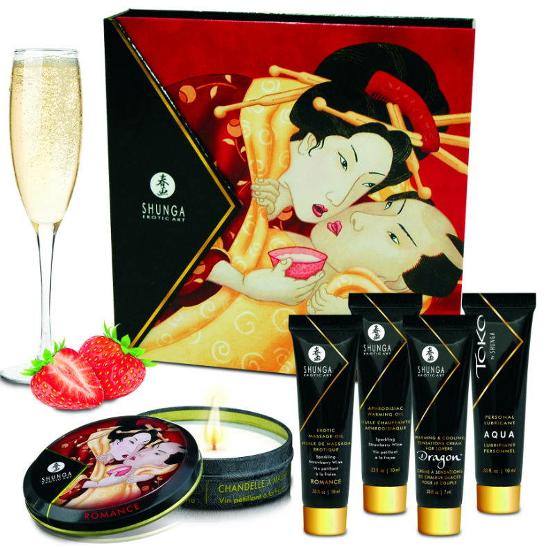 SHUNGA - KIT SEGRETO GEISHA FRAGOLE E CAVA - SHUNGA KITS | Lingerie Harness Boutique