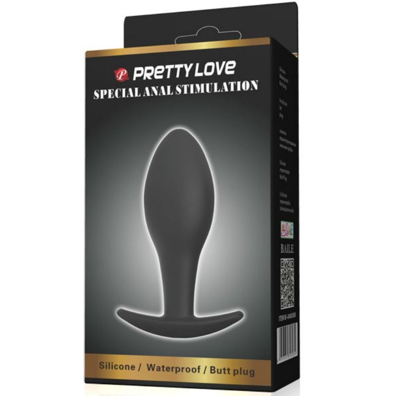 PRETTY LOVE - 8.5 CM BLACK SILICONE ANCHOR BUTT PLUG