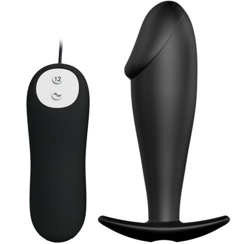 PRETTY LOVE - PLUG ANALE IN SILICONE FORMA DEL PENE E 12 MODALIT DI VIBRAZIONE NERO