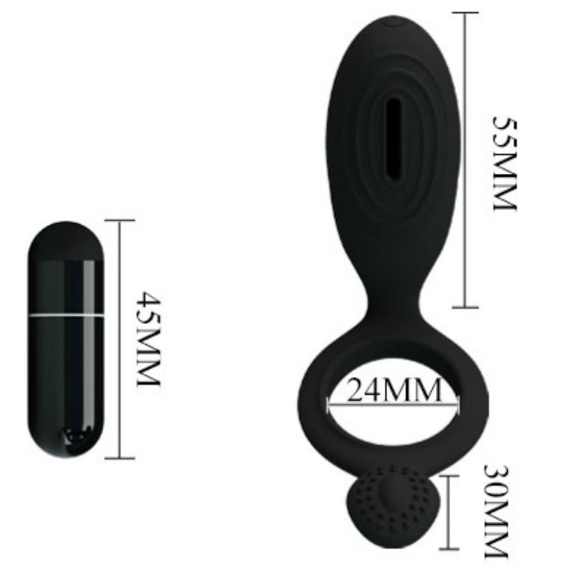 PRETTY LOVE - ETHEL ANELLO VIBRANTE CON STIMOLATORE - PRETTY LOVE MALE | Lingerie Harness Boutique