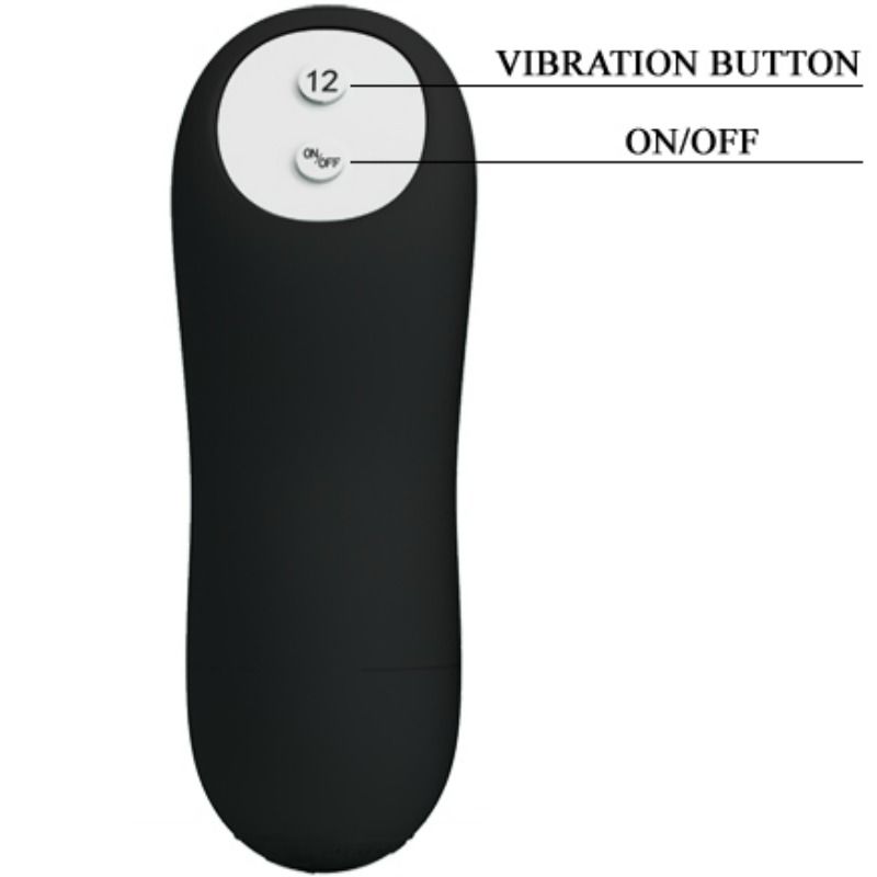 PRETTY LOVE - PLUG ANALE IN SILICONE EXTRA STIMOLAZIONE E 12 MODALIT DI VIBRAZIONE NERO - PRETTY LOVE BOTTOM | Lingerie Harness Boutique