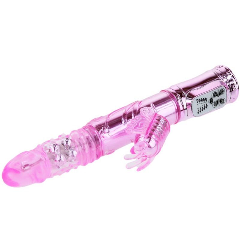 BAILE - VIBRATORE RICARICABILE CON ROTAZIONE E STIMOLATORE A FARFALLA PULSANTE - BAILE ROTATIONS | Lingerie Harness Boutique