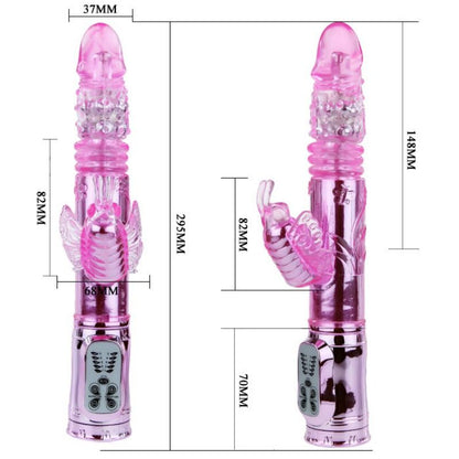 BAILE - VIBRATORE RICARICABILE CON ROTAZIONE E STIMOLATORE A FARFALLA PULSANTE - BAILE ROTATIONS | Lingerie Harness Boutique