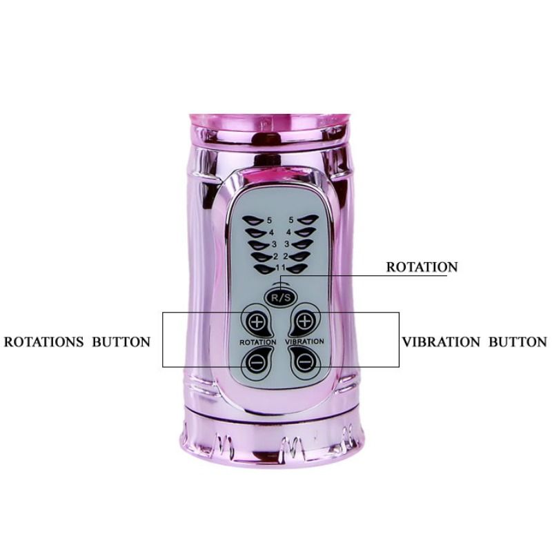BAILE - VIBRATORE RICARICABILE CON ROTAZIONE E STIMOLATORE A FARFALLA PULSANTE - BAILE ROTATIONS | Lingerie Harness Boutique