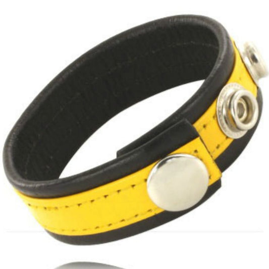 LEATHER BODY - AND STRAP WITH SNAP HOOKS - BLACK AND YELLOW