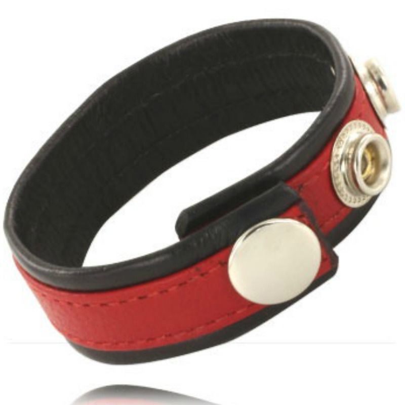 LEATHER BODY - AND STRAP WITH SNAP HOOKS - BLACK AND RED