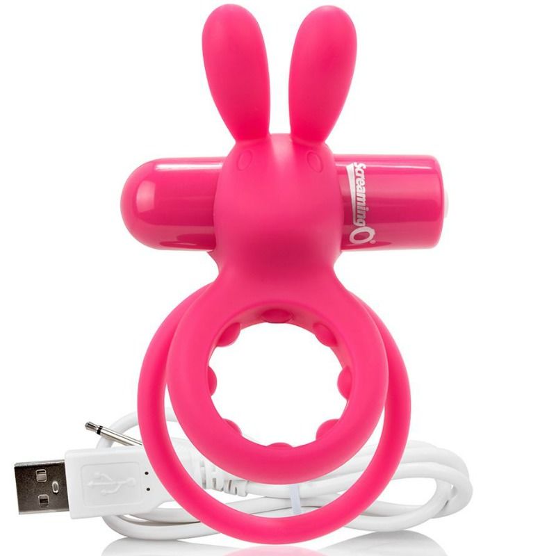 SCREAMING O - RECHARGEABLE DOUBLE RING WITH PINK RABBIT HARE