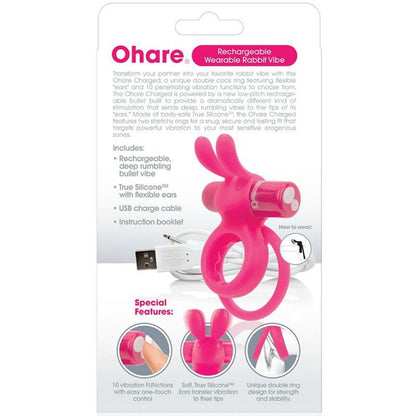 SCREAMING O - RECHARGEABLE DOUBLE RING WITH PINK RABBIT HARE