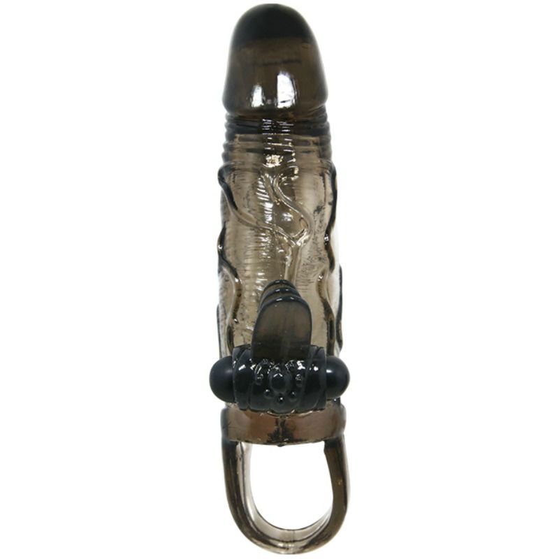 BAILE - BRAVE MAN PENIS COVER WITH CLIT AND ANAL STIMULATION DOUBLE BULLET BLACK 16.5 CM