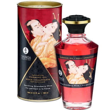 SHUNGA - STRAWBERRY AND CAVA HEAT EFFECT MASSAGE OIL 100 ML